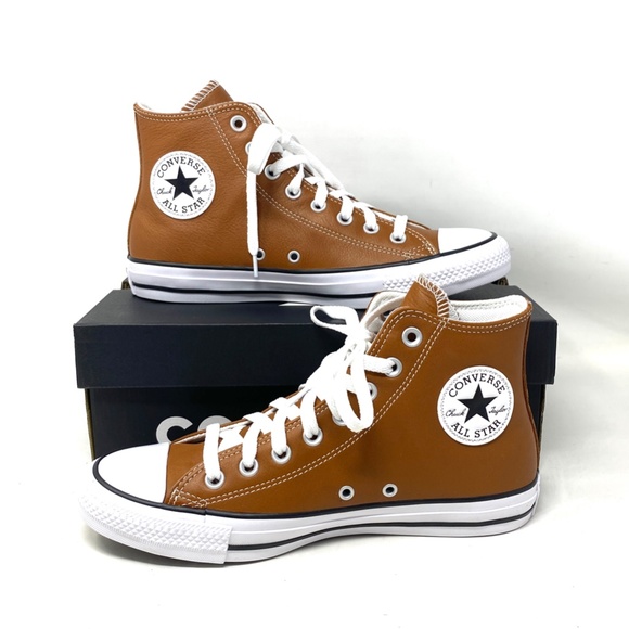 Converse Chuck Taylor High Leather Sneakers Warm Tan Casual Men's Size A07875C - Picture 5 of 10